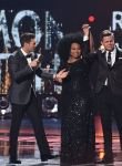 AMERICAN IDOL: Host Ryan Seacrest, Contestant La'Porsha Renae and Trent Harmon during the AMERICAN IDOL Finale airing Thursday, April 7 (8:00-10:06 PM ET Live/PT tape-delayed) on FOX. © 2016 FOX Broadcasting Co. Cr: Ray Mickshaw/FOX