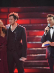 AMERICAN IDOL: Ryan Seacrest prepares Finalists Jessica Sanchez and Phillip Phillips for the results of the competition during the season 11 AMERICAN IDOL GRAND FINALE at the Nokia Theatre on Weds. May 23, 2012 in Los Angeles, California. CR: Michael Becker/FOX