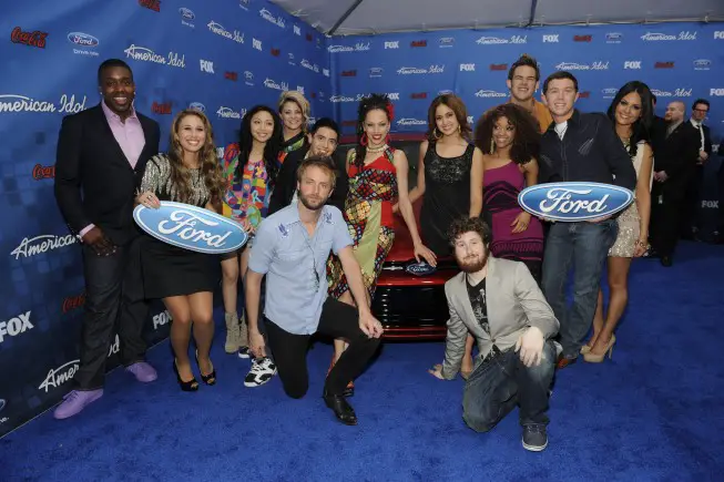 AMERICAN IDOL: AMERICAN IDOL Finalists (Clockwise from Left) Jacob Lusk, Haley Reinhart, Thia Megia, Lauren Alaina, Stefano Langone, Naima Adedapo, Karen Rodriguez, Ashthon Jones, James Durbin, Scott McReery, Pia Toscano, Casey Abrams and Pail McDonald arrive on the red carpet at the AMERICAN IDOL TOP 13 FINALIST PARTY on Thursday, March 3 at The Grove in Los Angeles, CA.