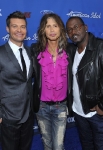 AMERICAN IDOL: AMERICAN IDOL Host Ryan Seacrest, and Judges Steven Tyler and Randy Jackson arrive on the red carpet at the AMERICAN IDOL TOP 13 FINALIST PARTY on Thursday, March 3 at The Grove in Los Angeles, CA.
