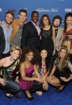 AMERICAN IDOL: AMERICAN IDOL Finalists (Clockwise from Left) Scott McReery, Paul McDonald, James Durbin, Jacob Lusk, Karen Rodriguez, Casey Abrams, Naima Adedapo, Pia Toscano, Stefano Langone, Haley Reinhart, Thia Megia, Ashthon Jonesand Lauren Alaina arrive on the red carpet at the AMERICAN IDOL TOP 13 FINALIST PARTY on Thursday, March 3 at The Grove in Los Angeles, CA.