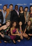 AMERICAN IDOL: AMERICAN IDOL Finalists (Clockwise from Left) Scott McReery, Paul McDonald, James Durbin, Jacob Lusk, Karen Rodriguez, Casey Abrams, Naima Adedapo, Pia Toscano, Stefano Langone, Haley Reinhart, Thia Megia, Ashthon Jonesand Lauren Alaina arrive on the red carpet at the AMERICAN IDOL TOP 13 FINALIST PARTY on Thursday, March 3 at The Grove in Los Angeles, CA.