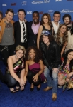AMERICAN IDOL: (Clockwise from Left) Scott McCreery, Paul McDonald, James Durbin and Peter Rice Chairman, Entertainment Fox Networks Group, Jacob Lusk, Karen Rodriguez and Kevin Reilly, President, Entertainment, FOX Broadcasting Company, Casey Abrams, Naima Adedapo, Pia Toscano, Stefano Langone, Haley Reinhart, Thia Megia and Mike Darnell President Altrernative Programming Fox Broadcasting, Ashthon Jones and Lauren London Alaina arrive on the red carpet at the AMERICAN IDOL TOP 13 FINALIST PARTY on Thursday, March 3 at The Grove in Los Angeles, CA.