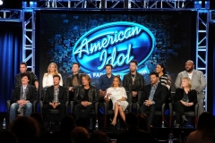 2016 FOX WINTER TCA: (L-R) Season 14 Winner Nick Fradiani, Season 10 Runner-Up Lauren Alaina, Season 10 Winner Scotty McCreery, Season 8 Winner Kris Allen, Season 7 Winner David Cook, Season 6 Winner Jordin Sparks, Season 2 Winner Ruben Studdard, Executive Producer Trish Kinane, Judges Harry Connick, Jr., Jennifer Lopez, Keith Urban, Host Ryan Seacrest and Mentor Scott Borchetta during the AMERICAN IDOL panel at the Langham Hotel, Friday, Jan. 15 in Pasadena, CA. CR: Frank Micelotta/FOX