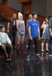 GLEE: The glee club gets ready for rehearsal in the super-sized 90-minute "Born This Way" episode of GLEE airing Tuesday; April 26 (8:00-9:30 PM ET/PT) on FOX. (Pictured from L-R: Jenna Ushkowitz; Ashley Fink; Amber Riley; Kevin MChale; Mark Saling; Heather Morris; Harry Shum Jr.; Chord Overstreet; Lea Michele; Cory Monteith; Dianna Agron) ©2011 Fox Broadcasting Co. CR: Adam Rose/FOXLea Michele; Cory Monteith; Dianna Agron) ©2011 Fox Broadcasting Co. CR: Adam Rose/FOX