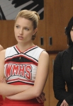 GLEE: Brittany (Hather Morris, L), Quinn (Dianna Agron, C) and Tina (Jenna UShkowitz, R) listen to Rachel's plan in the "Furt" episode of GLEE airing Tuesday, Nov. 23 (8:00-9:00 PM ET/PT) on FOX. Â©2010 Fox Broadcasting Co. CR: Ray Mickshaw/FOX