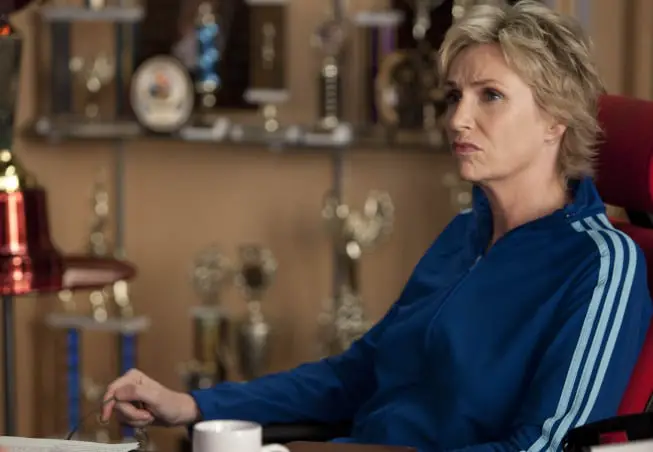 GLEE: Sue (Jane Lynch) is up to no good in the "Grilled Cheesus" episode of GLEE airing Tuesday, Oct. 5 (8:00-9:00 PM ET/PT) on FOX. ©2010 Fox Broadcasting Co. CR: Adam Rose/FOX