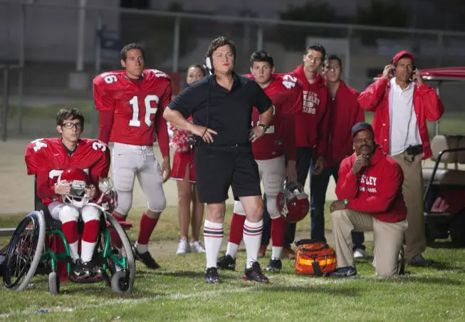 GLEE: Coach Beiste (guest star Dot Marie Jones, C) and the football team watch from the sidelines in the "Grilled Cheesus" episode of GLEE airing Tuesday, Oct. 5 (8:00-9:00 PM ET/PT) on FOX. ©2010 Fox Broadcasting Co. CR: Adam Rose/FOX