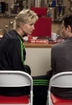 GLEE: Sue (Jane Lynch, L) corners Kurt (Chris Colfer, R) in the "Grilled Cheesus" episode of GLEE airing Tuesday, Oct. 5 (8:00-9:00 PM ET/PT) on FOX. ©2010 Fox Broadcasting Co. CR: Adam Rose/FOX