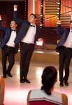 GLEE: L-R: Artie (Kevin McHale), Sam (Chord Overstreet), Kurt (Chris Colfer), Finn (Cory Monteith), Mike (Harry Shum Jr.) and Puck (Mark Salling) perform in the "Never Been Kissed" episode of GLEE airing Tuesday, Nov. 9 (8:00-9:01 PM ET/PT) on FOX. ©2010 Fox Broadcasting Co. CR: Adam Rose/FOX