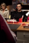 GLEE: Sue (Jane Lynch, L) recruits Terri (Jessalyn Gilsig, second from L), Dustin (guest star Cheyenne Jackson, third from L) and Sandy (guest star Stephen Tobolowsky, R) to destroy the glee club in the "Night of Neglect" episode of GLEE airing Tuesday, April 19 (8:00-9:01 PM ET/PT) on FOX. ©2011 Fox Broadcasting Co. CR: Adam Rose/FOX