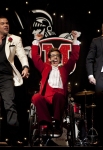 GLEE: Puck (Mark Salling, L), Artie (Kevin McHale, C) and Sam (guest star, Chord Overstreet, R) perform in the "Prom Queen" episode of GLEE airing Tuesday, May 10 (8:00-9:01 PM ET/PT) on FOX. ©2011 Fox Broadcasting Co. CR: Adam Rose/FOX