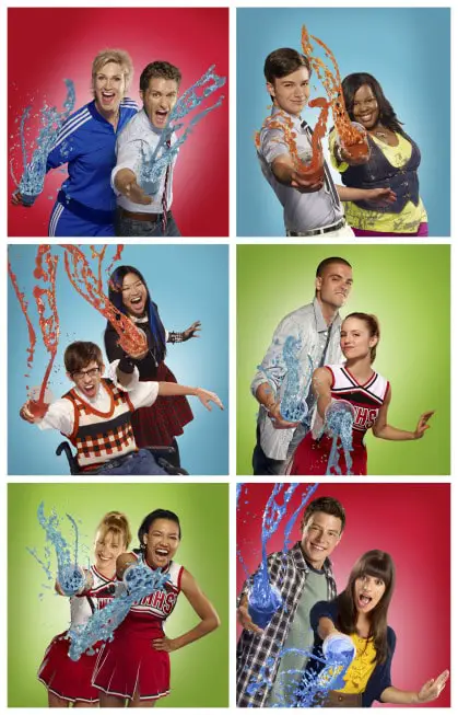 GLEE: New Directions returns on GLEE premiering Tuesday, Sept. 21 (8:00-9:00 PM ET/PT) on FOX. Pictured first row L: Jane Lynch, Matthew Morrison, Kevin McHale, Jenna Ushkowitz, Heather Morris and Naya Rivera. Second row R: Chris Colfer, Amber Riley, Mark Salling, Dianna Agron, Cory Monteith and Lea Michele. Â©2010 Fox Broadcasting Co. Cr: Chris Cuffaro/Miranda Penn Turin/FOX