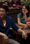 GLEE: The glee club gather at a restaurant for Valentine's Day in the "Silly Love Songs" episode of GLEE airing Tuesday, Feb. 8 (8:00-9:00 PM ET/PT) on FOX. ©2011 Fox Broadcasting Co. Pictured L-R: Jenna Ushkowitz, Harry Shum Jr., Lea Michele and Amber Riley. CR: Adam Rose/FOX