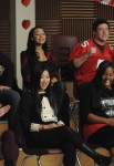 GLEE: The glee club watch Mike and Artie perform in the "Silly Love Songs" episode of GLEE airing Tuesday, Feb. 8 (8:00-9:00 PM ET/PT) on FOX. Â©2011 Fox Broadcasting Co. Pictured top row L-R: Chord Overstreet, Matthew Morrison, Dianna Agron, Naya Rivera and Cory Monteith. Bottom L-R: Heather Morris, Jenna Ushkowitz, Amber Riley and Mark Salling. CR: Michael Yarish/FOX