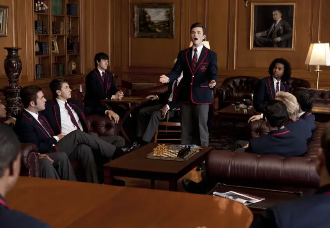 GLEE: Kurt (Chris Colfer, C) auditions for the Warblers in the "Special Education" episode of GLEE airing Tuesday Nov. 30 (8:00-9:00 PM ET/PT) on FOX. Â©2010 Fox Broadcasting Co. CR: Justin Lubin/FOX