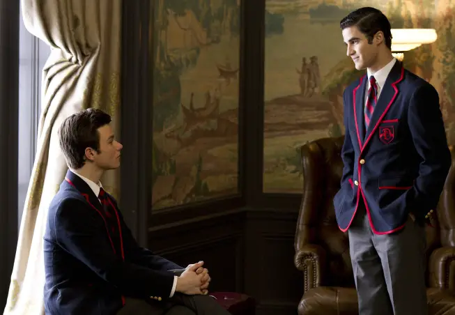 GLEE: Kurt (Chris Colfer, L) talks to Blaine (guest star Darren Criss, R) in the "Special Education" episode of GLEE airing Tuesday Nov. 30 (8:00-9:00 PM ET/PT) on FOX. ©2010 Fox Broadcasting Co. CR: Justin Lubin/FOX