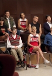 GLEE: The glee club learns about their latest assignment in "The Substitute" episode of GLEE airing Tuesday, Nov. 16 (8:00-9:00 PM ET/PT) on FOX. Pictured top row L-R: Amber Riley, Lea Michele, Cory Monteith, Naya Rivera, Mark Salling, Chris Colfer and Harry Shum Jr. Bottom row L-R: Jenna Ushkowitz, Kevin McHale, Heather Morris and Chord Overstreet. ©2010 Fox Broadcasting Co. CR: Adam Rose/FOX