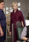 GLEE: Coach Beiste (guest star Jone Shannon, L), Will (Matthew Morrison, R) and Sue (Jane Lynch, C) argue in Principal Figgins' office in "Audition" the season premiere episode of GLEE airing Tuesday, Sept. 21 (8:00-9:00 PM ET/PT) on FOX. ©2010 Fox Broadcasting Co. Cr: Adam Rose/FOX
