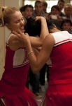 GLEE: Quinn (Dianna Agron, L) and Santana (Naya Rivera, R) get in a fight in "Audition," the season premiere episode of GLEE airing Tuesday, Sept. 21 (8:00-9:00 PM ET/PT) on FOX. ©2010 Fox Broadcasting Co. Cr: Adam Rose/FOX