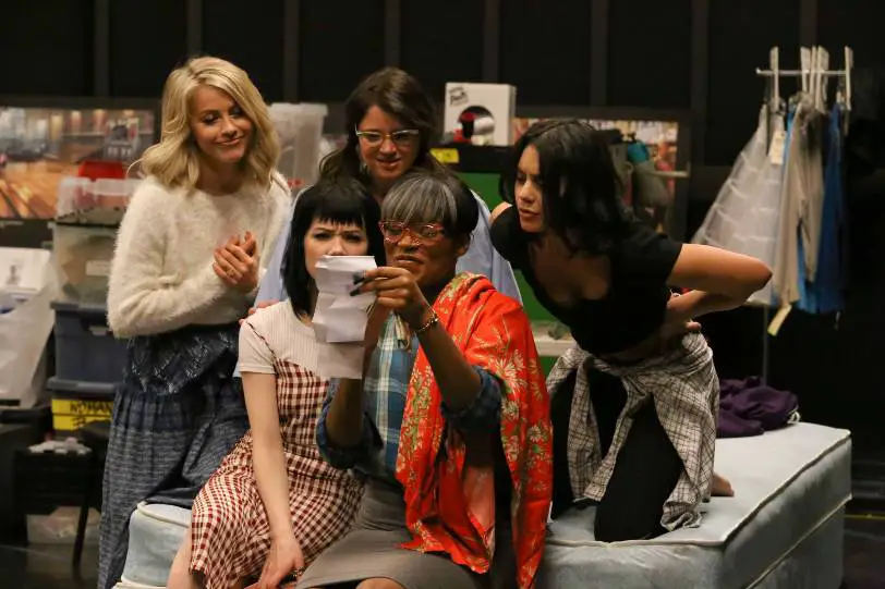 GREASE: LIVE: (L-R): Julianne Hough, Carly Rae Jepsen, Kether Donohue, Keke Palmer and Vanessa Hudgens rehearse for GREASE: LIVE airing LIVE Sunday, Jan. 31, 2016 (7:00-10:00 PM ET live/PT tape-delayed) on FOX. Cr: Kevin Estrada/FOX