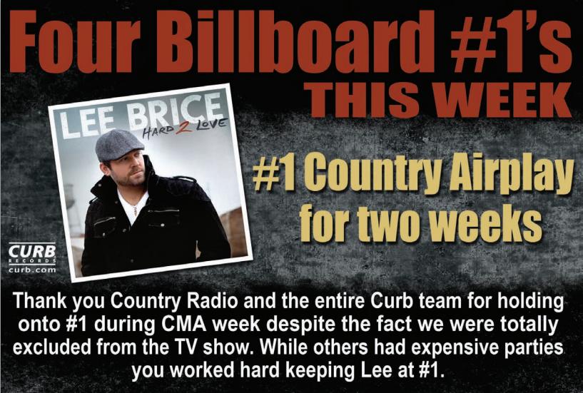 Lee Brice-Nov 5 2012 Curb ad in Billboard Country Update
