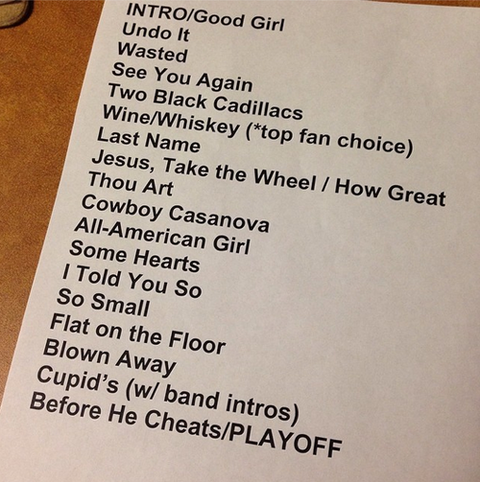 Carrie Underwood-2014 Fan Club Party Set List