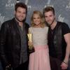 Carrie Underwood & The Swon Brothers-ACM Honors 2014-Photo Credit: Jason Davis, Getty