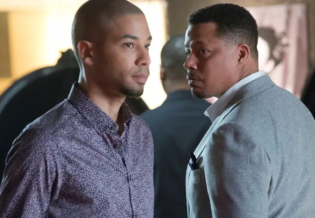 EMPIRE: Lucious (Terrence Howard, R) and Jamal (Jussie Smollett, L) form a music-centered relationship in the special two-hour “Die But Once/Who I Am” Season Finale episode of EMPIRE airing Wednesday, March 18 (8:00-10:00 PM ET/PT) on FOX. CR: Chuck Hodes/FOX