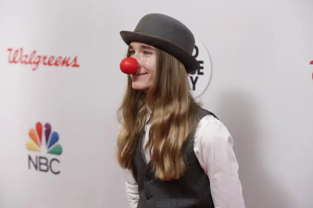 RED NOSE DAY -- Season: 1 -- Pictured: Sawyer Fredericks arrives at NBC's "Red Nose Day" Charity Event at the Hammerstein Ballroom in New York, NY on May 21, 2015 -- (Photo by: Peter Kramer/NBC)