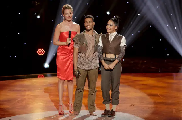 SO YOU THINK YOU CAN DANCE: L-R: Host Cat Deeley announces eliminated contestants Darion Flores and Lily Frias on SO YOU THINK YOU CAN DANCE airing Monday, July 20 (8:00-10:00 PM ET live/PT tape-delayed) on FOX. ©2015 FOX Broadcasting Co. Cr: Adam Rose