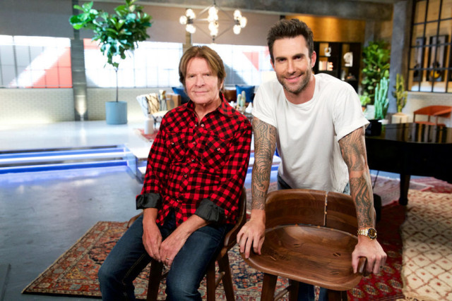 THE VOICE -- "Team Adam Battle Reality" -- Pictured: (l-r) John Fogerty, Adam Levine -- (Photo by: Tyler Golden/NBC)
