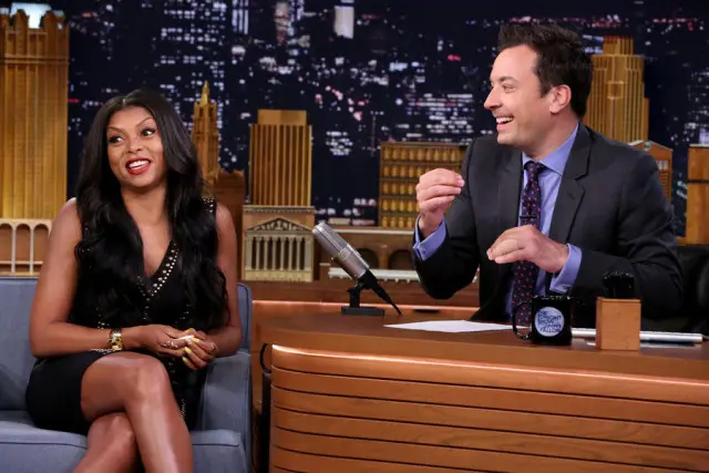 THE TONIGHT SHOW STARRING JIMMY FALLON -- Episode 0315 -- Pictured: (l-r) Actress Taraji P. Henson during an interview with host Jimmy Fallon on August 18, 2015 -- (Photo by: Douglas Gorenstein/NBC)