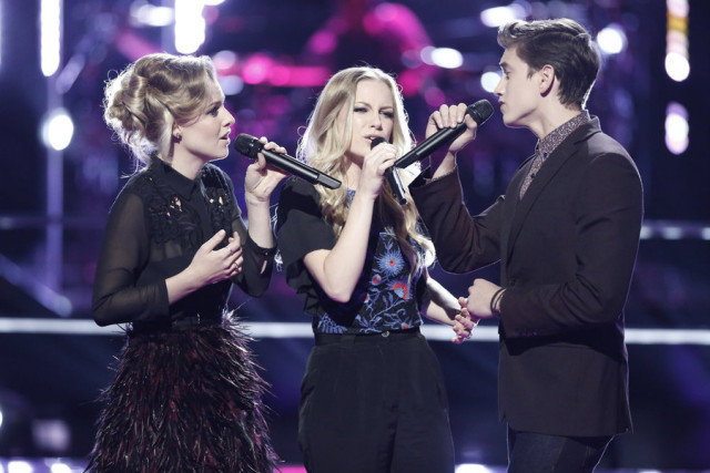 THE VOICE -- "Battle Rounds" -- Pictured: (l-r) Andi Peot, Alex Peot, Chance Pena -- (Photo by: Tyler Golden/NBC)