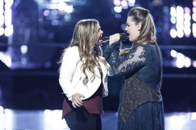 THE VOICE -- "Battle Rounds" -- Pictured: (l-r) Amanda Ayala, Shelby Brown -- (Photo by: Tyler Golden/NBC)