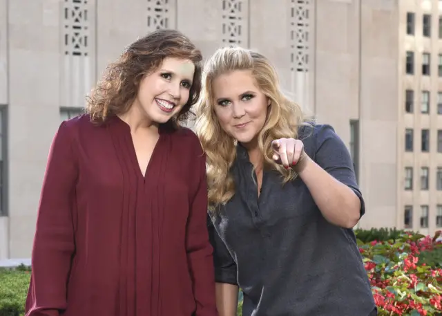 SATURDAY NIGHT LIVE -- "Amy Schumer" Episode 1685 -- Pictured: (l-r) Vanessa Bayer, Amy Schumer on October 6, 2015 -- (Photo by: Dana Edelson/NBC)