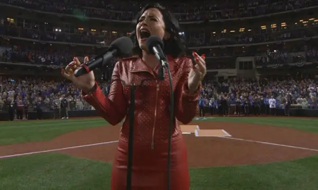 Demi Lovato sings National Anthem World Series 2015