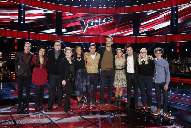 THE VOICE -- "Live Top 12" Episode 914B -- Pictured: (l-r) Evan McKeel, Madi Davis, Jordan Smith, Shelby Brown, Amy Vachal, Zach Seabaugh, Barrett Baber, Emily Ann Roberts, Jeffery Austin, Korin Bukowski, Braiden Sunshine -- (Photo by: Trae Patton/NBC)