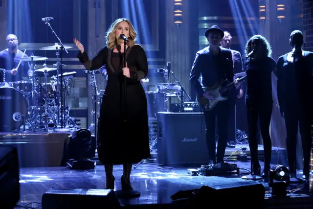 THE TONIGHT SHOW STARRING JIMMY FALLON -- Episode 0373 -- Pictured: Musical guest Adele performs on November 23, 2015 -- (Photo by: Douglas Gorenstein/NBC)