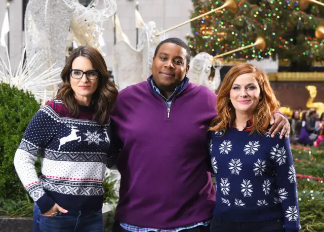 SATURDAY NIGHT LIVE -- "Tina Fey and Amy Poehler" Episode 1692 -- Pictured: (l-r) Tina Fey, Kenan Thompson, and Amy Poehler on December 15, 2015 -- (Photo by: Dana Edelson/NBC)