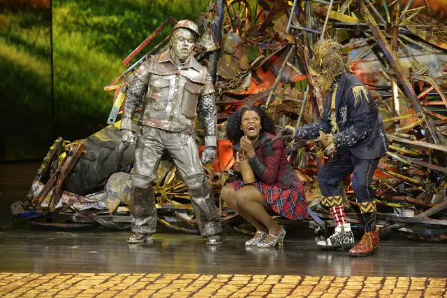 THE WIZ LIVE! -- Pictured: (l-r) Ne-Yo as Tin-Man, Shanice Williams as Dorothy, Elijah Kelley as Scarecrow -- (Photo by: Virginia Sherwood/NBC)