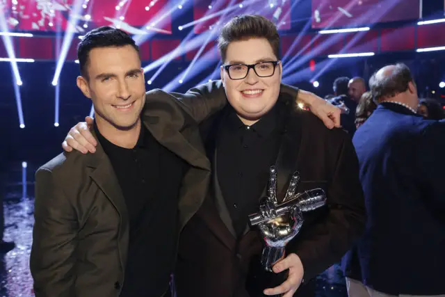 THE VOICE -- "Live Finale" Episode 918B -- Pictured: (l-r) Adam Levine, Jordan Smith -- (Photo by: Trae Patton/NBC)