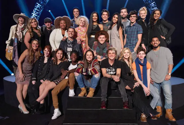 AMERICAN IDOL: Top 24: Top row: Jeneve Rose Mitchell, Shelbie Z, CJ Johnson, La'Porsha Renae, James VIII, Jenn Blosil, Stephany Negrete, Adam Lasher, Sonika Vaid, Kory Wheeler, MacKenzie Bourg, Olivia Rox, Tristan McIntosh   Middle row: Jordan Sasser, Trent Harmon   Bottom row: Jenna Renae, Amelia Eisenhauer, Gianna Isabella, Lee Jean, Avalon Young, Dalton Rapattoni, Emily Brooke, Thomas Stringfellow, Manny Torres. © 2016 FOX Broadcasting Co. Cr: Michael Becker / FOX