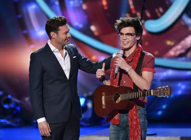 AMERICAN IDOL: Top 3: L-R: Host Ryan Seacrest and contestant MacKenzie Bourg on AMERICAN IDOL airing Thursday, March 31 (8:00-10:00 PM ET/PT) on FOX. © 2016 FOX Broadcasting Co. Cr: Michael Becker/ FOX. This image is embargoed until Thursday, March 31,10:00PM PT / 1:00AM ET