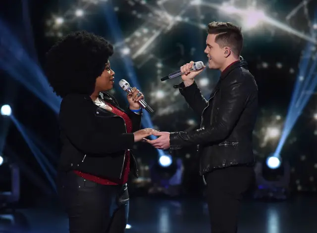 AMERICAN IDOL: Top 6: L-R: Contestants La'Porsha Renae and Trent Harmon perform on AMERICAN IDOL airing Thursday, March 10 (8:00-10:00 PM ET/PT) on FOX. © 2016 FOX Broadcasting Co. Cr: Ray Mickshaw/ FOX. This image is embargoed until Thursday, March 10,10:00PM PT / 1:00AM ET