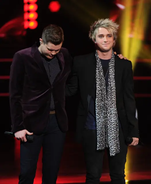 American Idol 2016 Recap Final & Results: L-R: Contestant Trent Harmon and eliminated contestant Dalton Rapattoni on AMERICAN IDOL airing Wednesday, April 6 (8:00-9:00 PM ET/PT) on FOX. © 2016 FOX Broadcasting Co. Cr: Michael Becker/ FOX. This image is embargoed until Wednesday, April 6, 10:00PM PT / 12:00AM ET