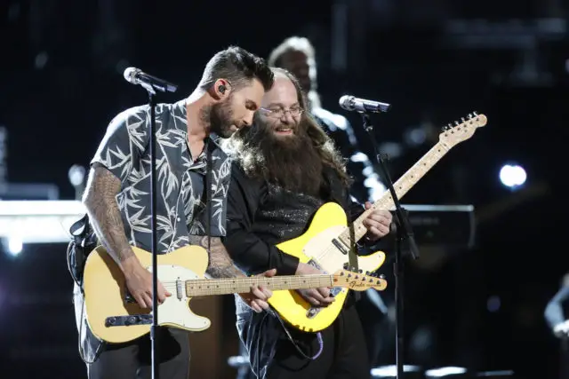 THE VOICE -- "Live Finale" Episode: 1018A -- Pictured: (l-r) Adam Levine, Laith Al-Saadi -- (Photo by: Trae Patton/NBC)