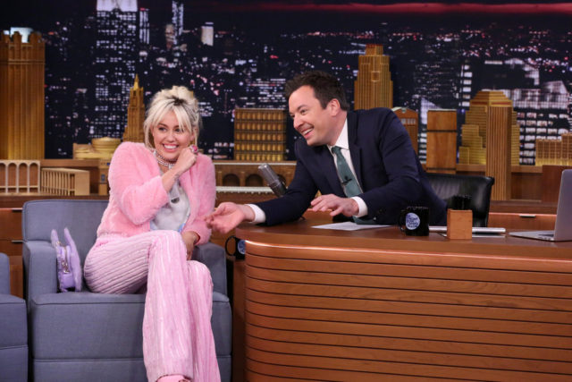 THE TONIGHT SHOW STARRING JIMMY FALLON -- Episode 0473 -- Pictured: (l-r) Singer Miley Cyrus during an interview with host Jimmy Fallon on May 17, 2016 -- (Photo by: Andrew Lipovsky/NBC)
