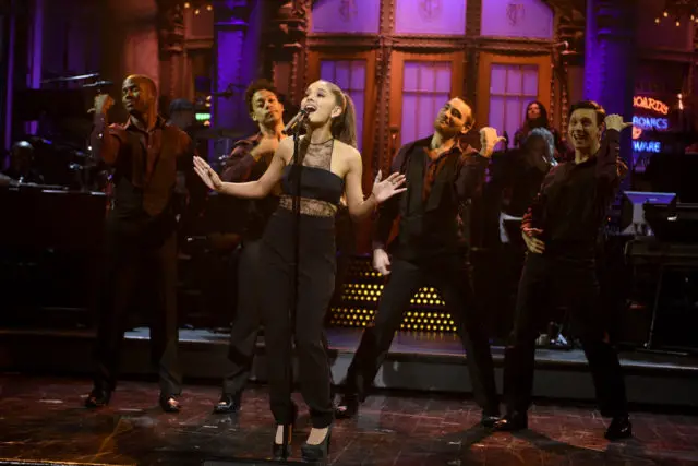 SATURDAY NIGHT LIVE -- "Ariana Grande" Episode 1698 -- Pictured: Host Ariana Grande during the monologue on March 12, 2016 -- (Photo by: Dana Edelson/NBC)