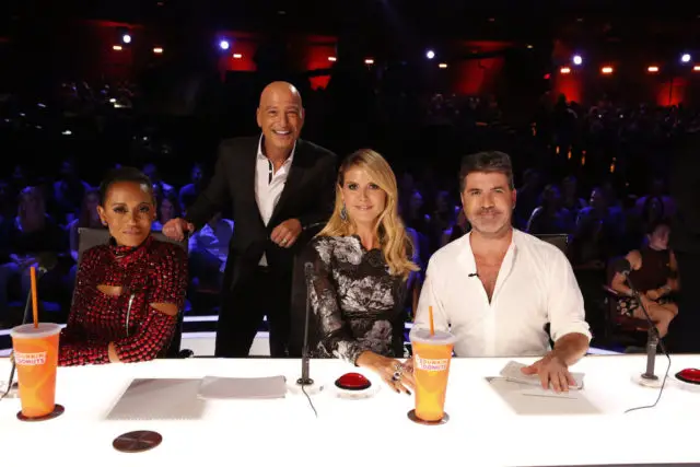 AMERICA'S GOT TALENT -- "Live Show 2" Episode: 1114 -- Pictured: (l-r) Mel B, Howie Mandel, Heidi Klum, Simon Cowell -- (Photo by: Vivian Zink/NBC)